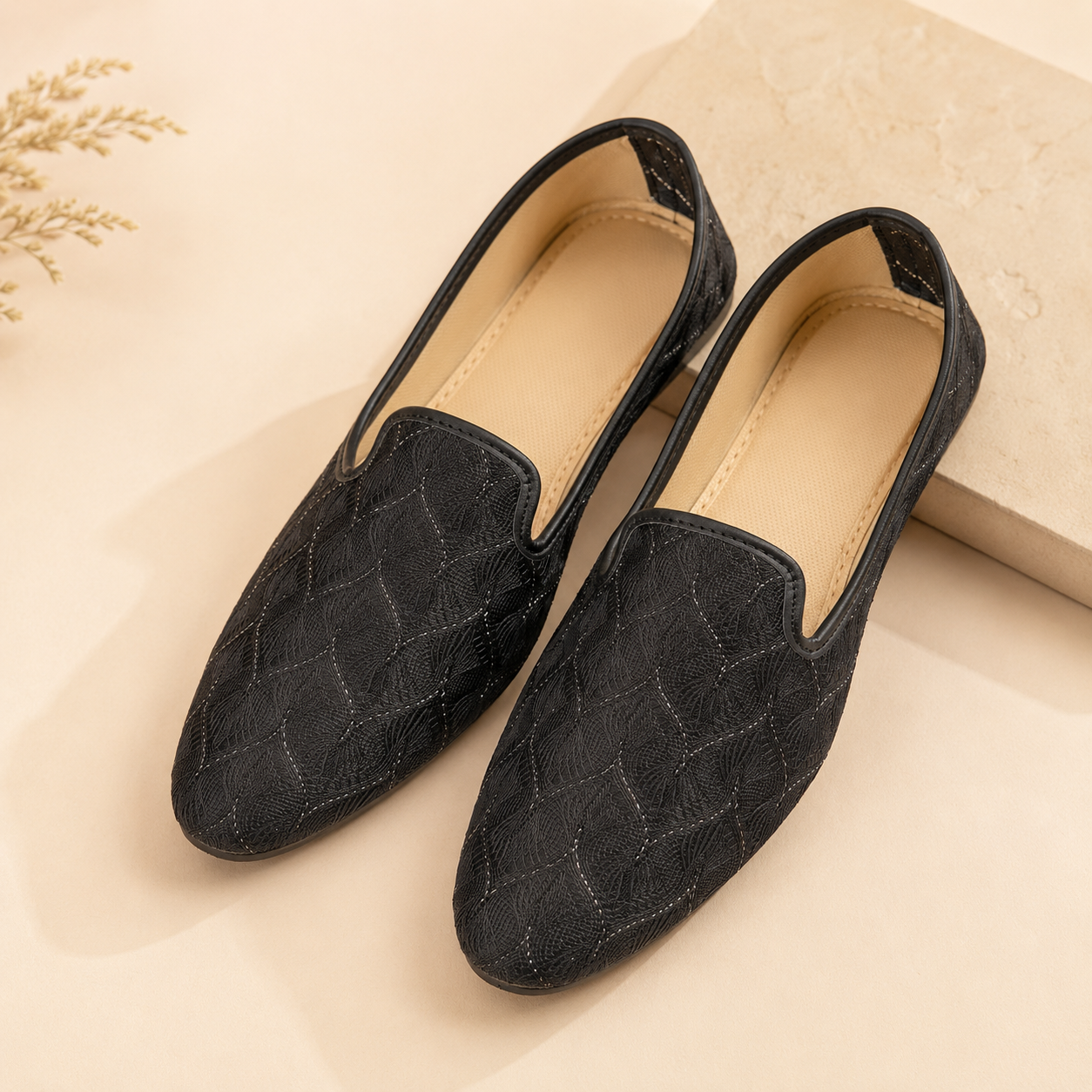 KPL0061 Black Silver Sequins Jutti/Khussa For Men