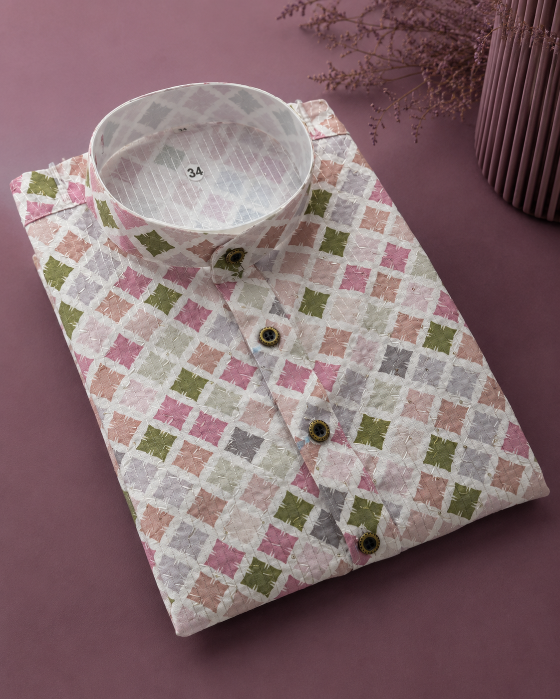 KPD6255 Pastel Multi Colour Diamond Print Kurta Pyjama Set