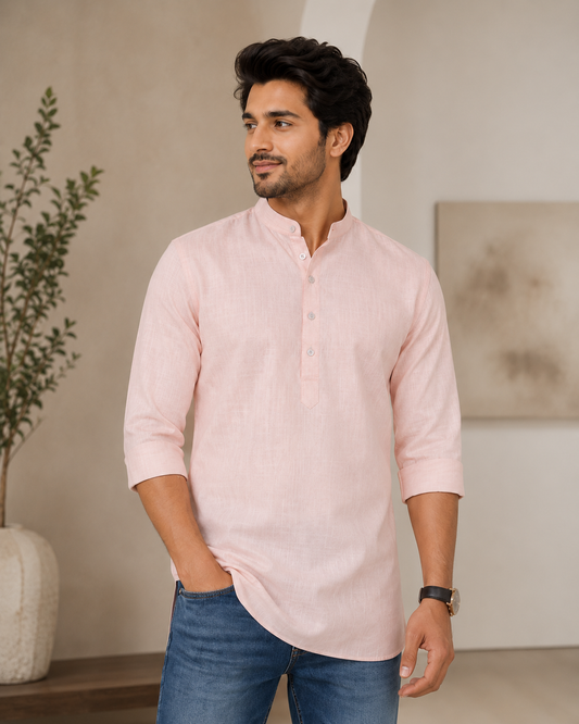 KPSK1010 Baby Pink Plain Kurta