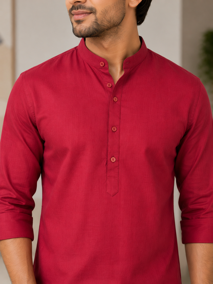 KPSK1011 Deep Red Plain Kurta