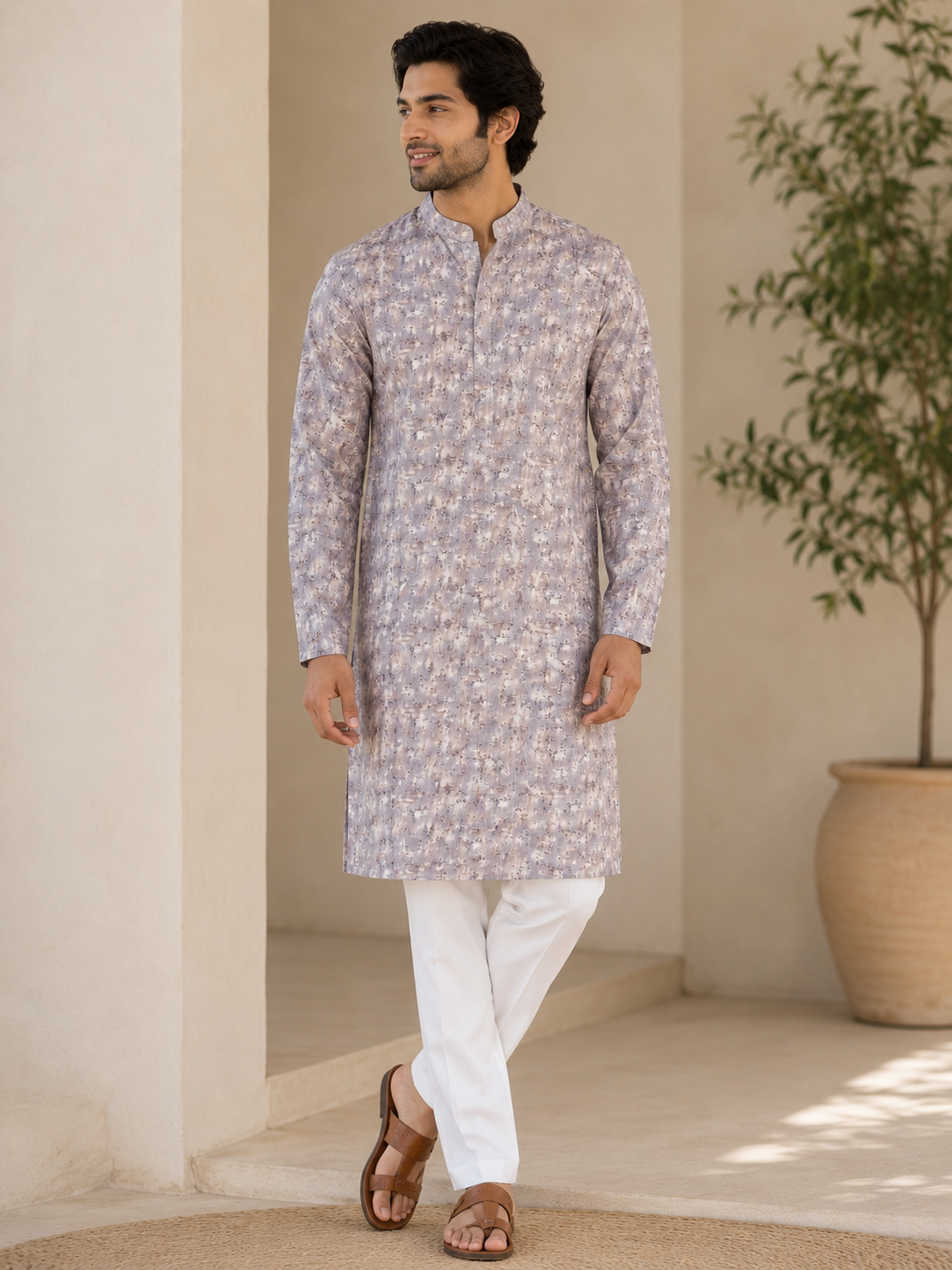 KPD6248 Lilac Purple Light Sequins Work Kurta
