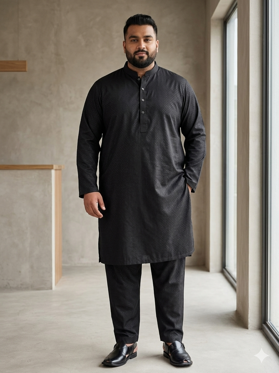 KPD6246 Black Self Design Kurta – Armani Falling Fabric