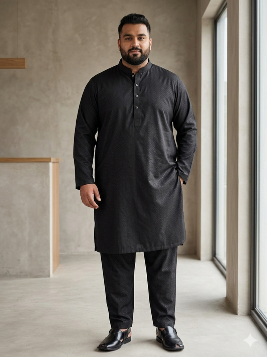 KPD6246 Black Self Design Kurta – Armani Falling Fabric