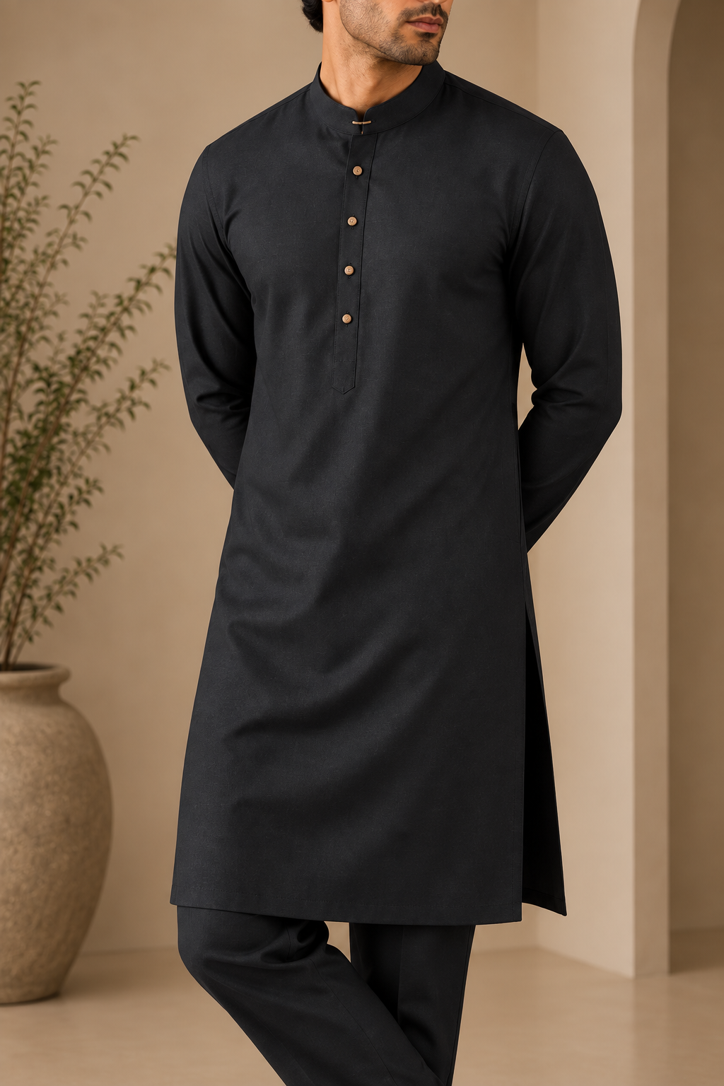 KPC1058 Black Classic Kurta Pant Set
