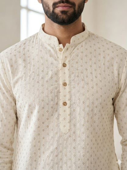 KPD6241 White Heavy Sequins Work Kurta With Lining