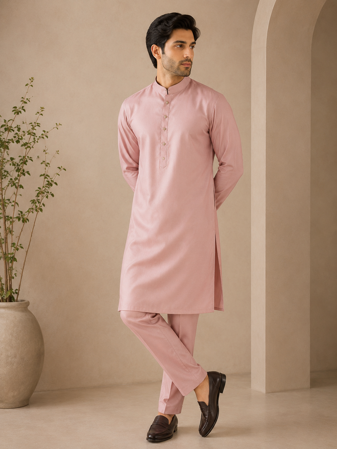 KPC1051 Blush Pink Classic Cotton Kurta Pant Set