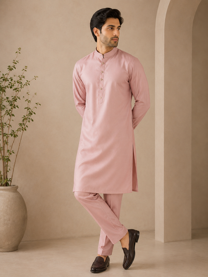 KPC1051 Blush Pink Classic Cotton Kurta Pant Set