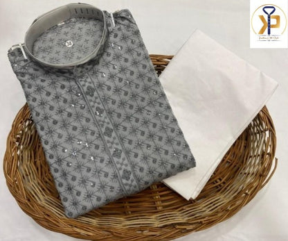 grey kurta set men