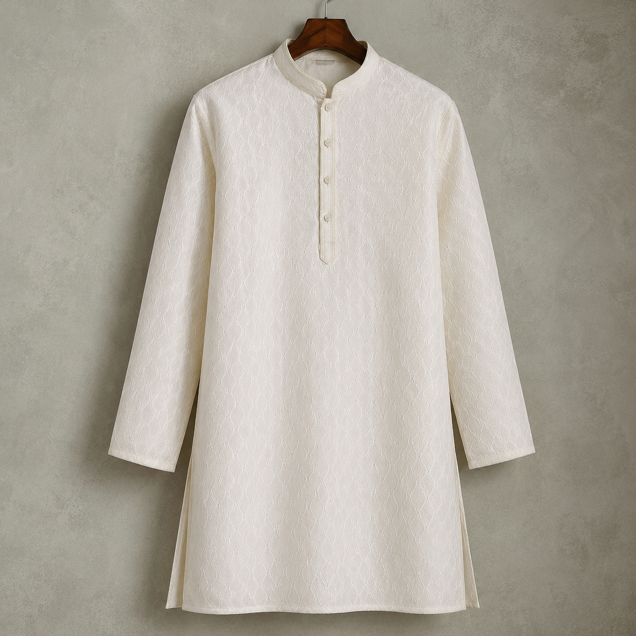 KPD6272 Cream Jacquard Kurta Pyjama Set