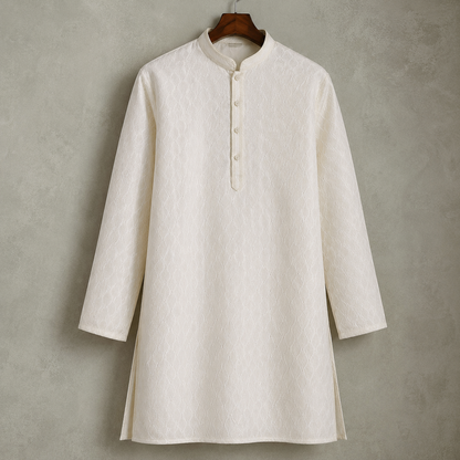 KPD6272 Cream Jacquard Kurta Pyjama Set