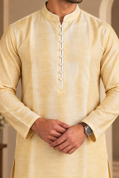 KPD6301 Golden Designer Kurta Pyjama Set