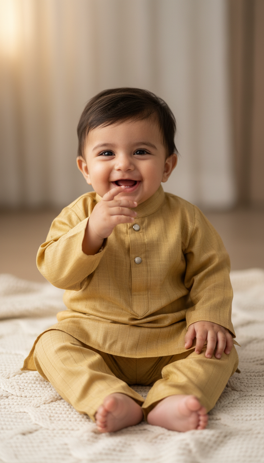 KPK7108 Mustard Yellow Kurta Pyjama Set 6-12y