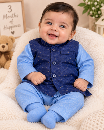 KPK2022 Royal Blue Embroidered Waistcoat Set