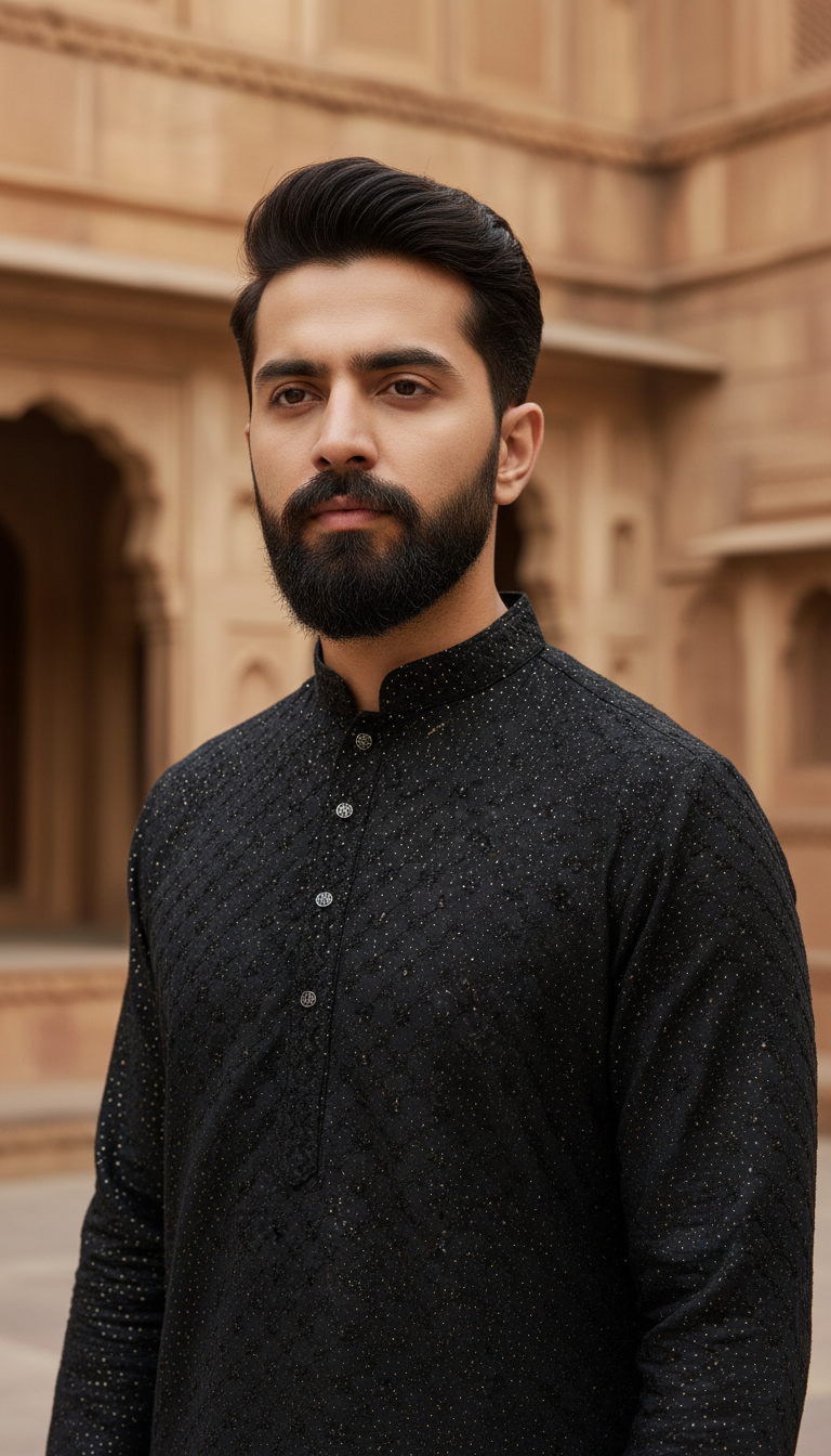 KPD6119 Black Kurta Pyjama Set