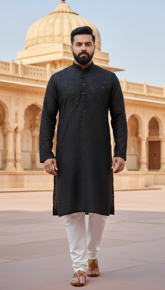 KPD6119 Black Kurta Pyjama Set