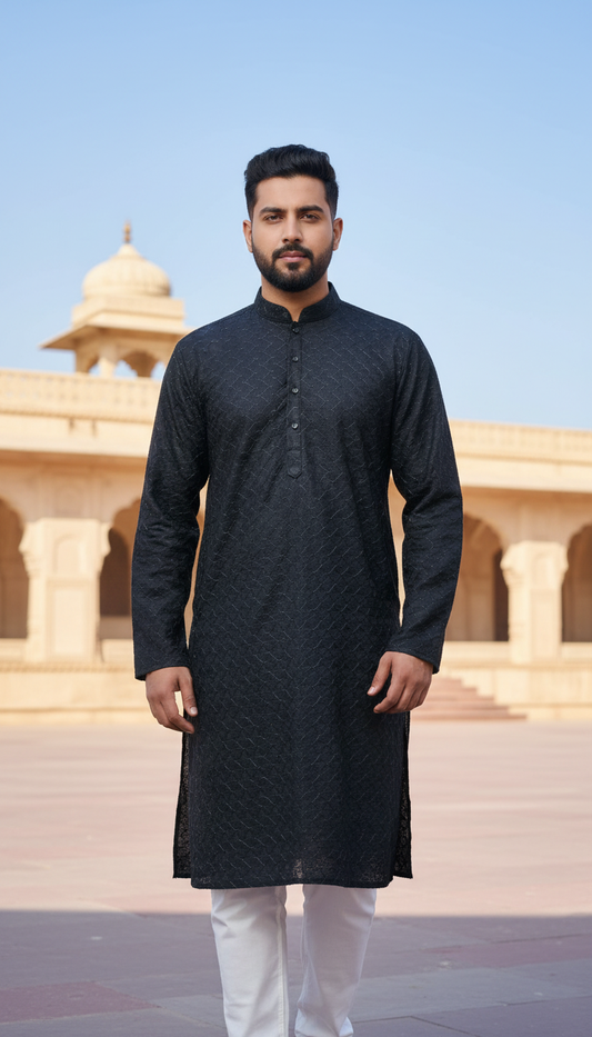 KPD6137 Black Metallic Kurta Pyjama