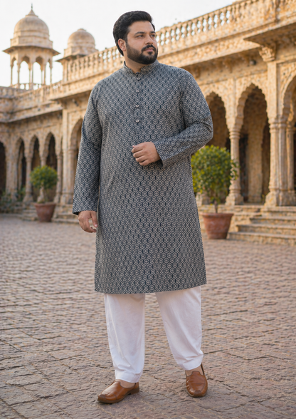 KPD4028 Black Beige Plus Size Kurta Pyjama