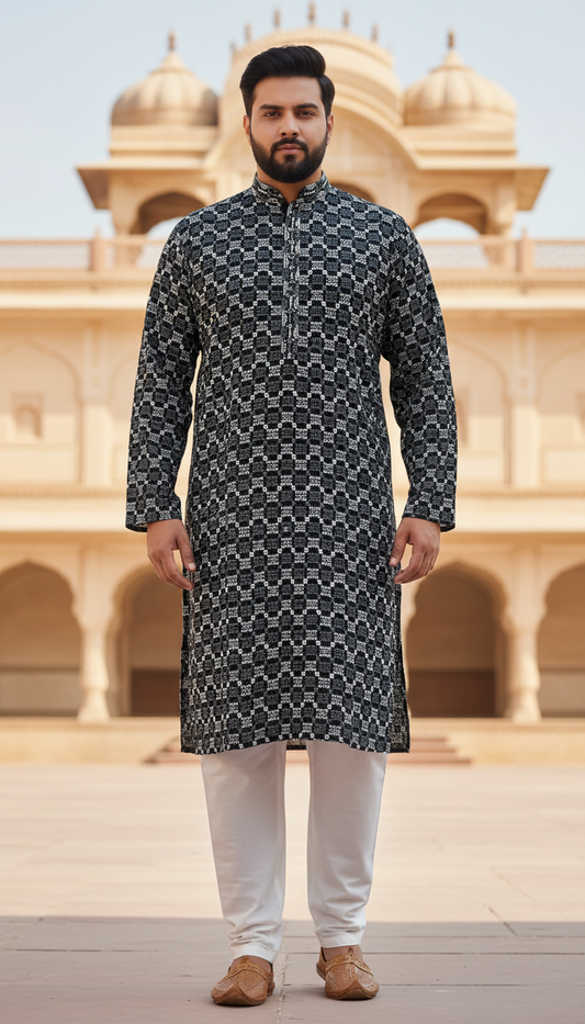 KPD6121 Black Kurta Pyjama Set