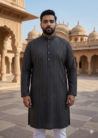 KPD4049 Plus Size Black Kurta Pyjama