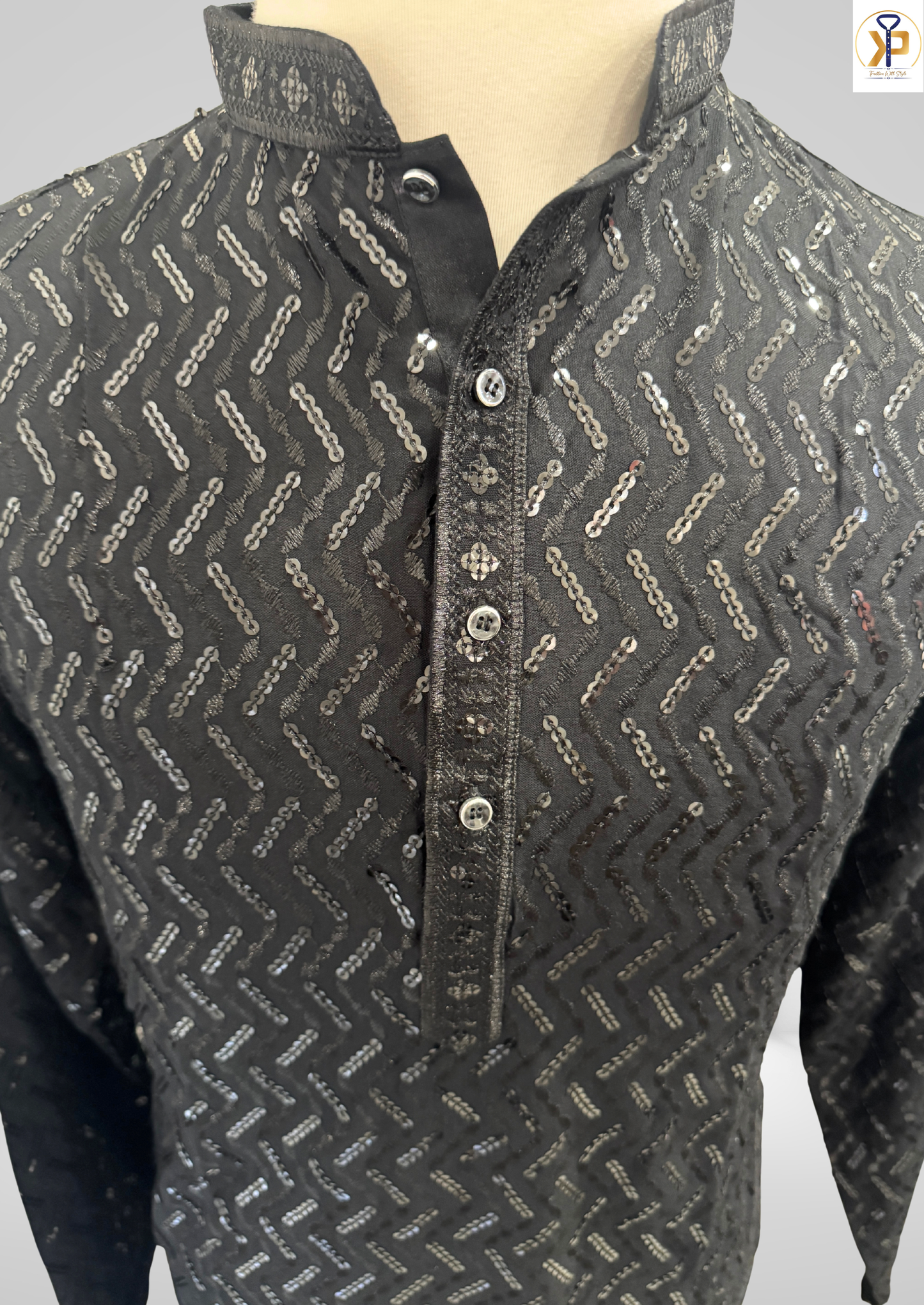 KPD6131 Black Sequence Kurta Pyjama Set