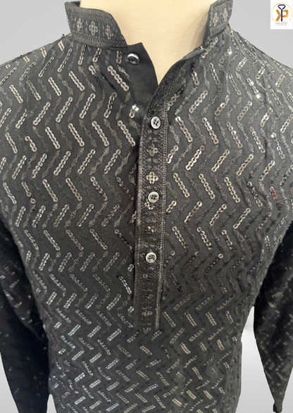 KPD6131 Black Sequence Kurta Pyjama Set
