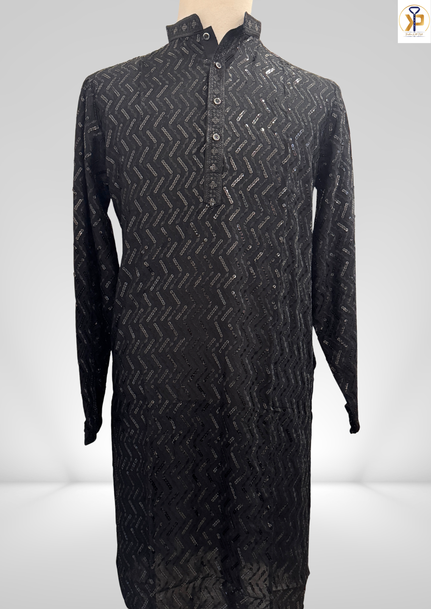 KPD6131 Black Sequence Kurta Pyjama Set