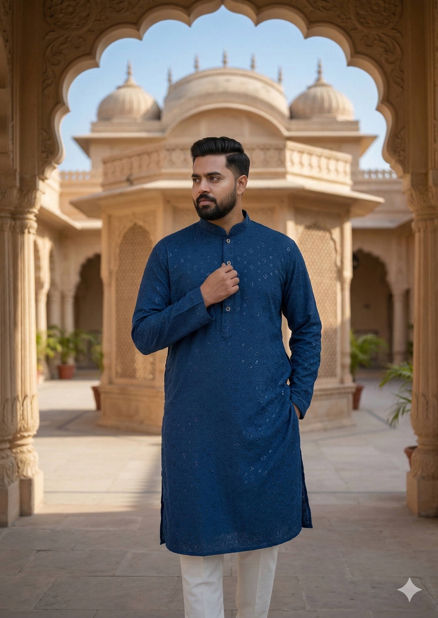KPD4047 Plus Size Dark Blue Kurta Pyjama