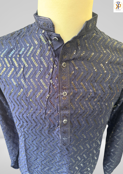 KPD6132 Blue Sequence Kurta Pyjama Set