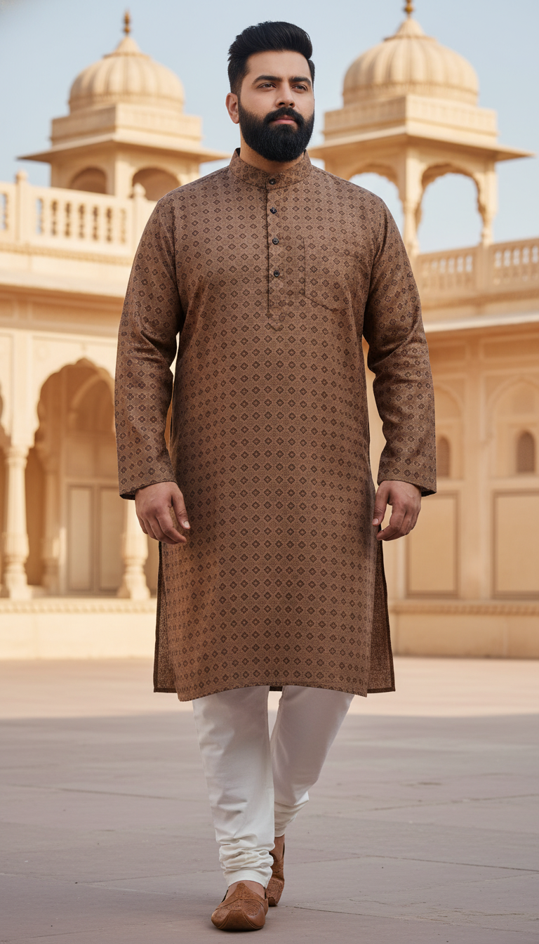 KPD4012 Designer Brown Plus Size Kurta Pyjama Set