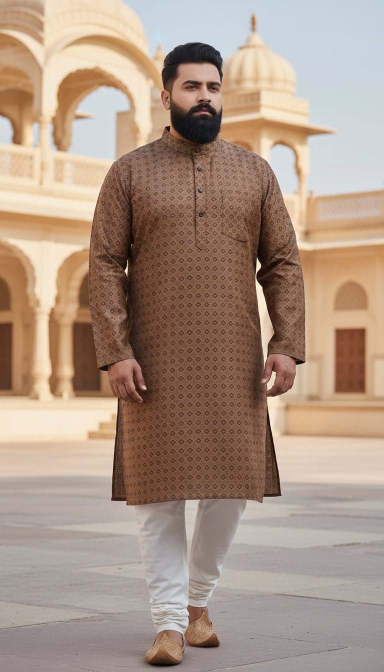 KPD4012 Designer Brown Plus Size Kurta Pyjama Set