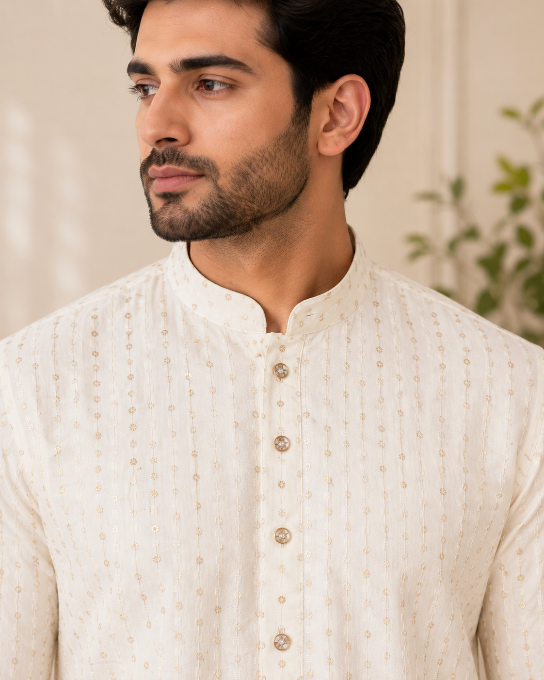 KPD6241 White Heavy Sequins Work Kurta With Lining