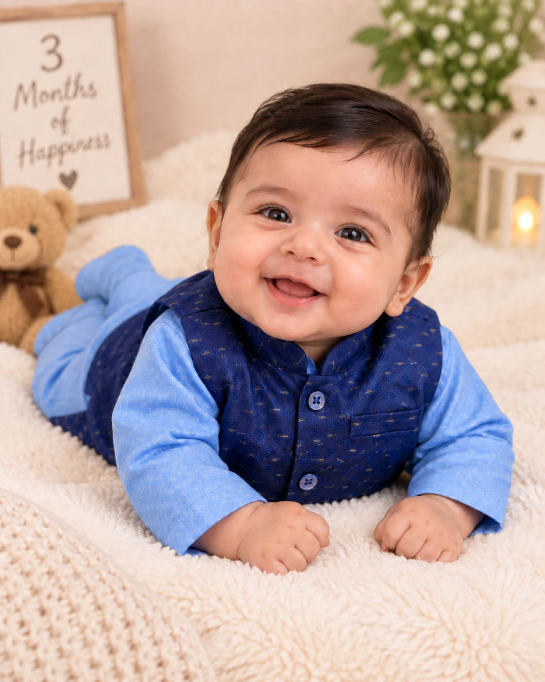 KPK2022 Royal Blue Embroidered Waistcoat Set