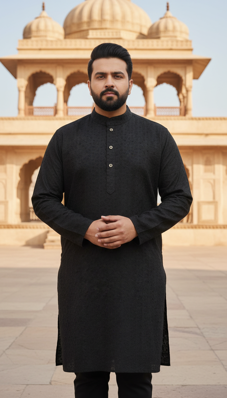 KPD6008 Black Chikankari Kurta Pyjama