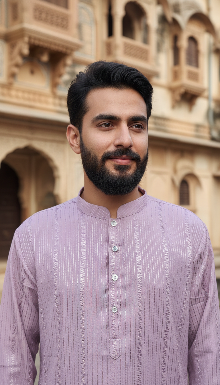 KPD6162 Lilac Cotton Kurta Pyjama Set