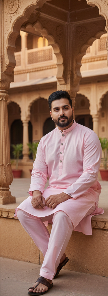 KPD4055 Plus Size Pink Kurta Pyjama