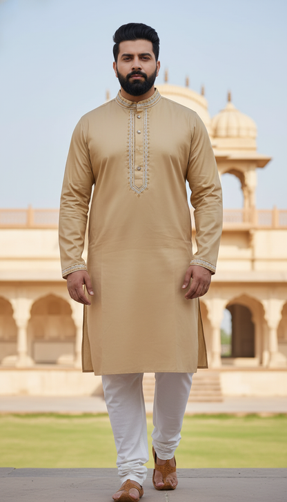 KPD4011 Tan Kurta Pyjama Designer Kurta Pyjama