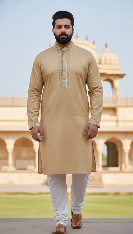 KPD4011 Tan Kurta Pyjama Designer Kurta Pyjama