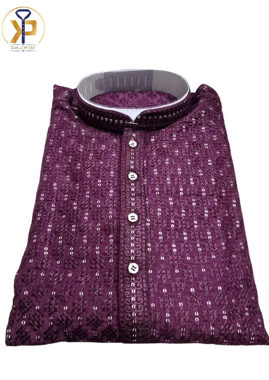 KPD2015 Dark Purple Designer Kurta Pyjama