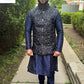 blue kurta pyjama with nehru jacket