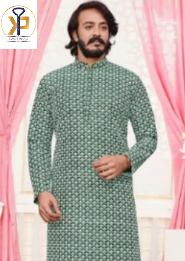 green kurta pyjama