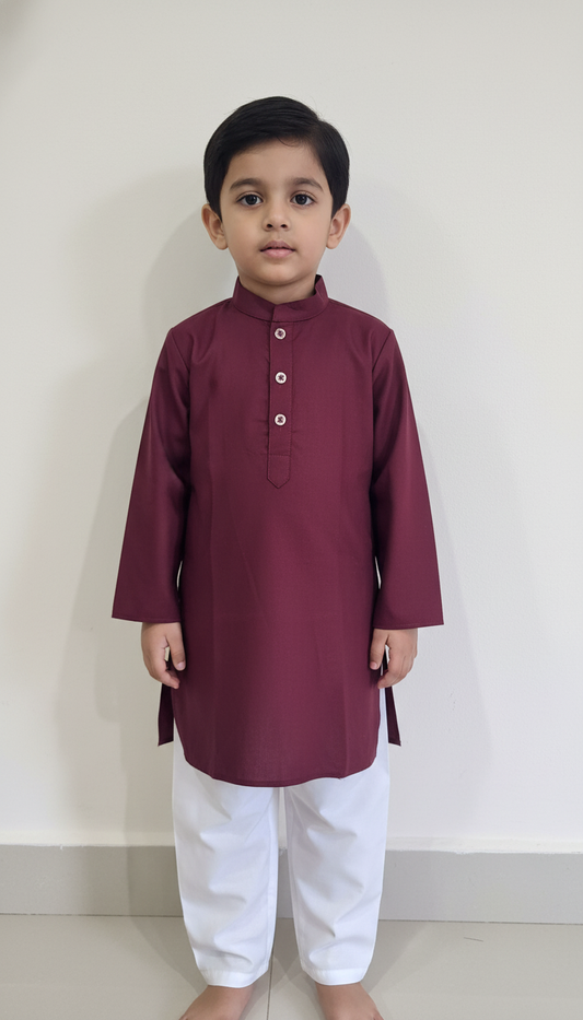 KPK7105 Maroon Designer Kurta Pyjama Set 3-4 Year