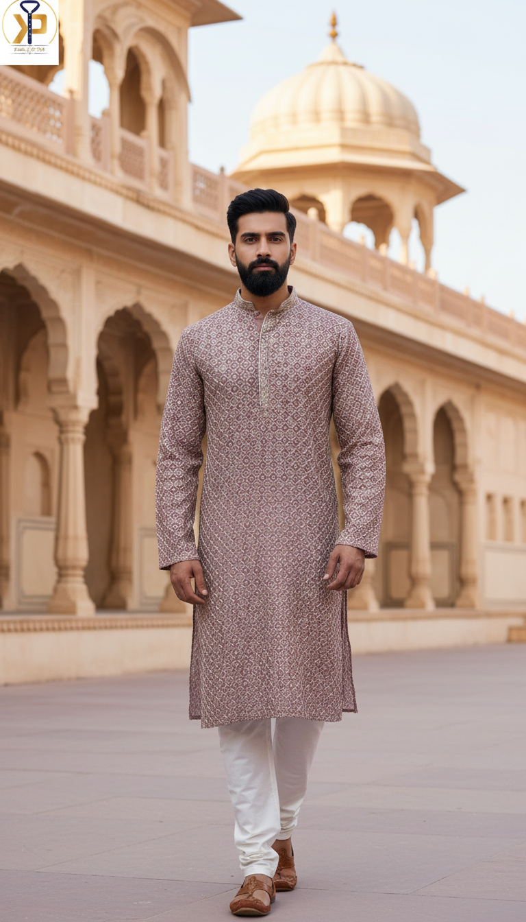 KPD6100 Dusty Pink Designer Kurta Set