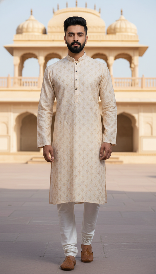 KPD6114 Light Peach with Gold Work Kurta Set