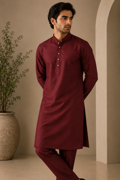 KPC1057 Maroon Classic Kurta Pant Set