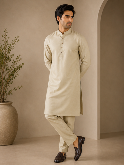 KPC1053 Ivory Classic Cotton Kurta Pant Set