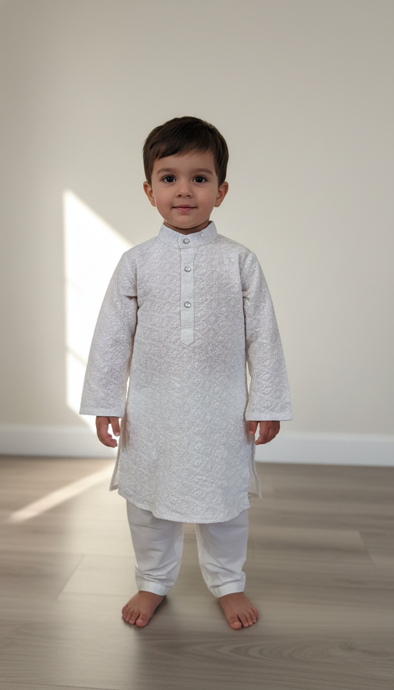 KPK7016 Grey Kurta With White Pyjama Set 2-3Year