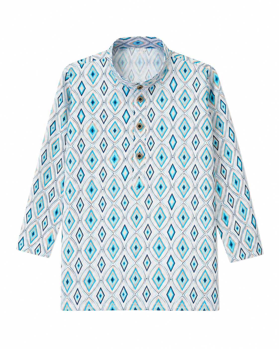KPD6256 Teal Blue Diamond Print Kurta Pyjama Set