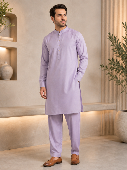 KPC1047 Classic Lavender Cotton Kurta Pant Set