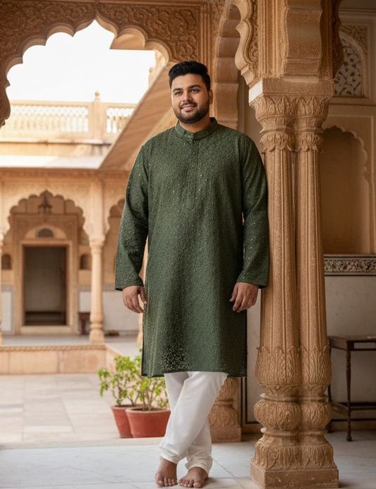 KPD4026 Plus Size Forest Green with Straight Pyjama