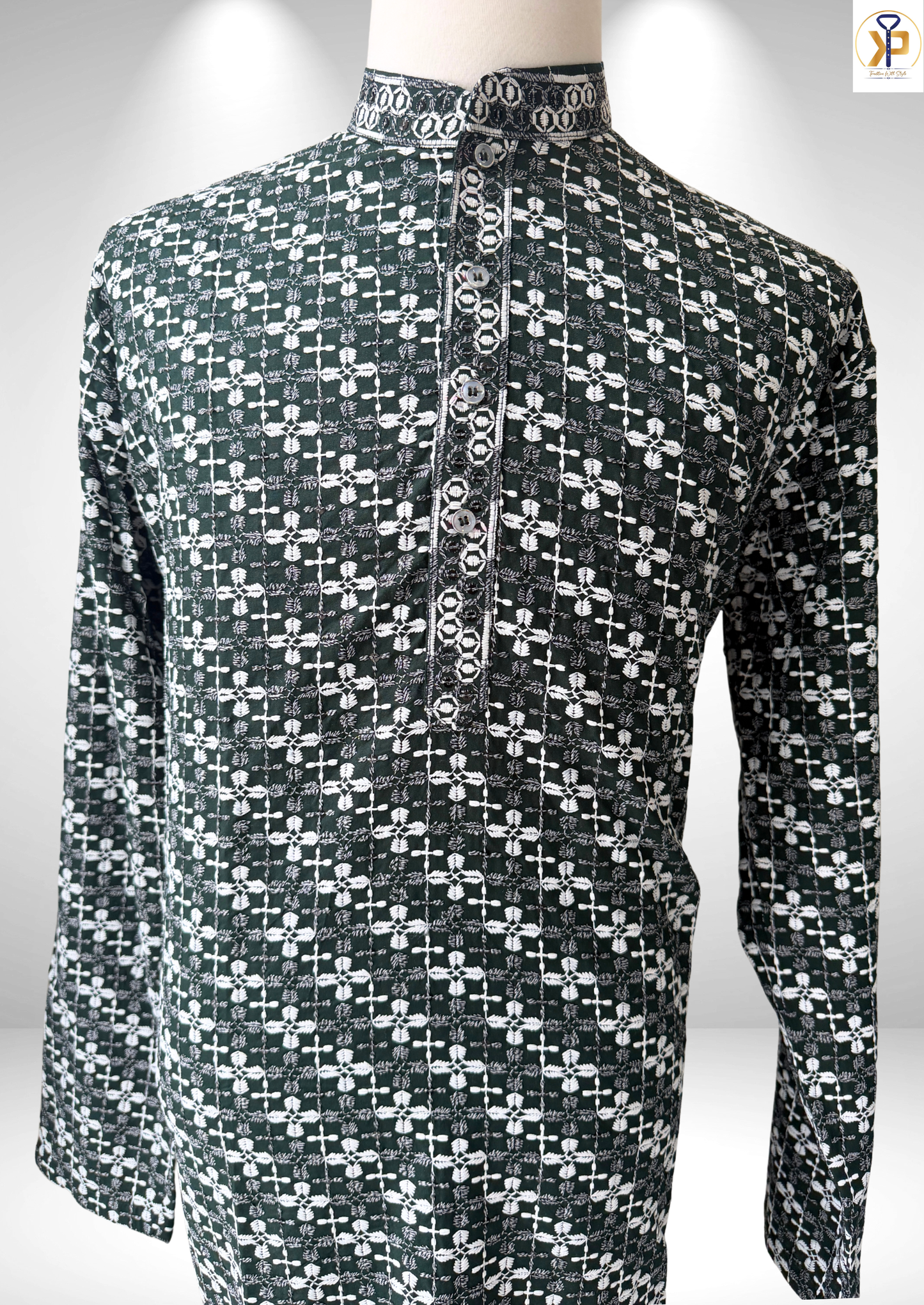 KPD4065 Plus Size Green Kurta with Pyjama